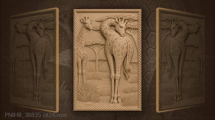 Giraffe dreaming under acacia trees 3d STL model