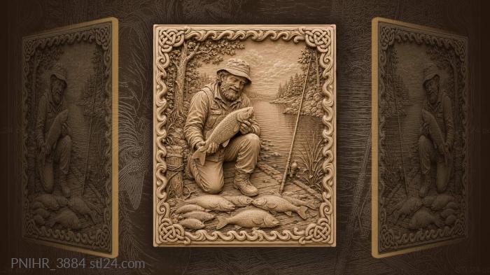 Rod leaning on the dock by a lake 3d STL model