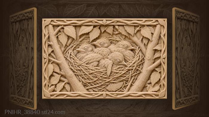 Chick slumped over the nest rim 3d STL model