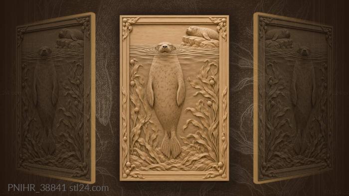 Peaceful seal rest in blue 3d STL model