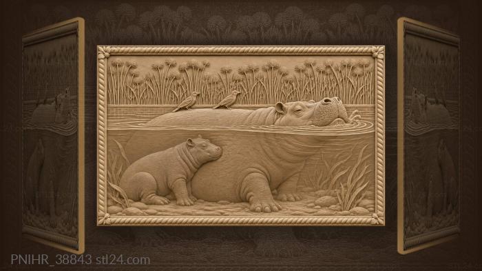 Hippo dreaming in the river 3d STL model