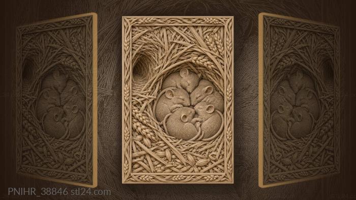 Sleepy mice burrow beneath bent stalks 3d STL model
