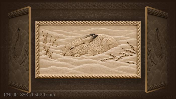 Snowbound hare melts into the windblown drift 3d STL model