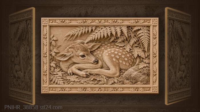 Ferns arching over the spotted fawn 3d STL model