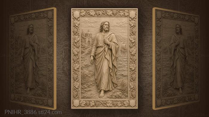 Man on the shore near church and sail 3d STL model