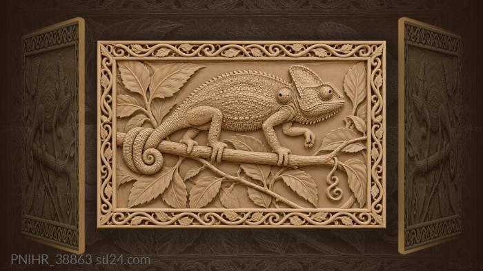 Tail coiled around the branch under leaves 3d STL model