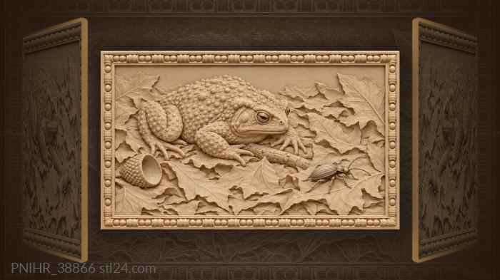 Beetle crossing the litter past a toad 3d STL model