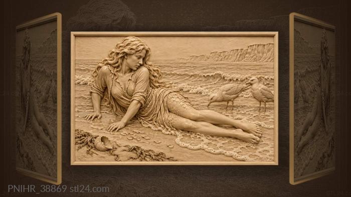 Mermaid transforming at the shoreline 3d STL model