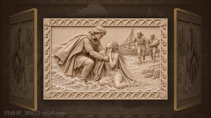 Prince saving girl from waves 3d STL model