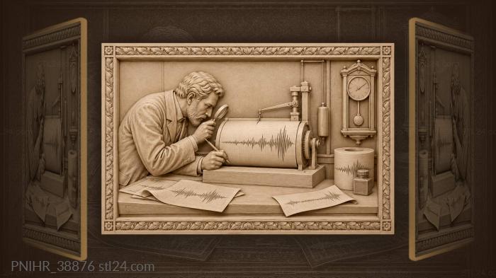 Seismograph station time observation recording 3d STL model