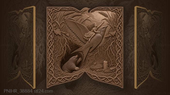 Swallow carries thumbelina out of mole tunnel 3d STL model