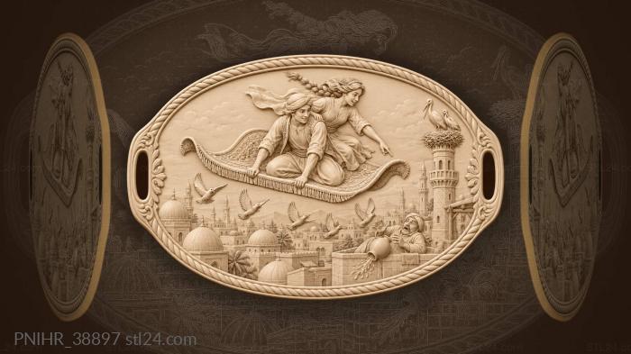 Airborne riders scatter pigeons above domes 3d STL model
