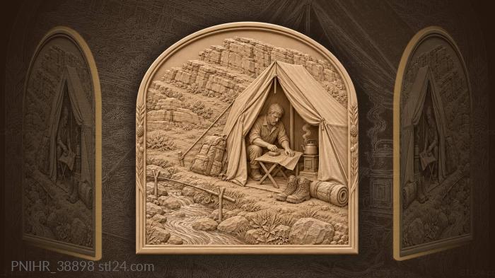 Pitched tent becomes home for geologist 3d STL model