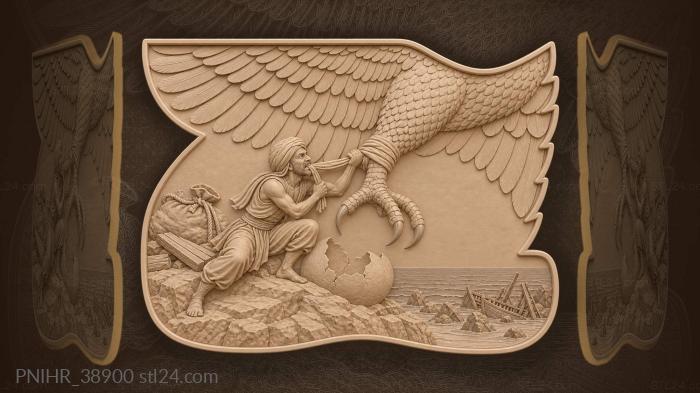 Sinbad tying his turban to the bird 3d STL model