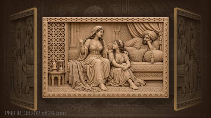 Scheherazade tells her sister a night story 3d STL model