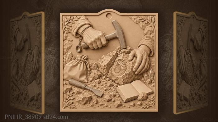 Fossil discovery with geologist’s tools 3d STL model