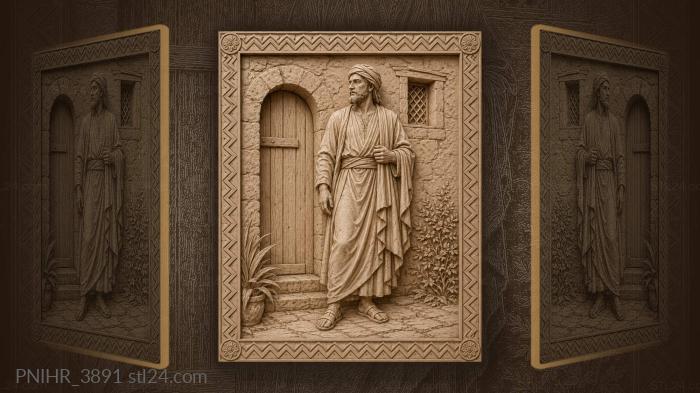 Man by humble dwelling doorway 3d STL model