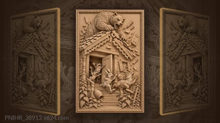 Mouse frog hare and fox flee the doorway 3d STL model
