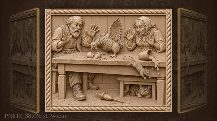 Hen clucks while the guilty mouse escapes 3d STL model