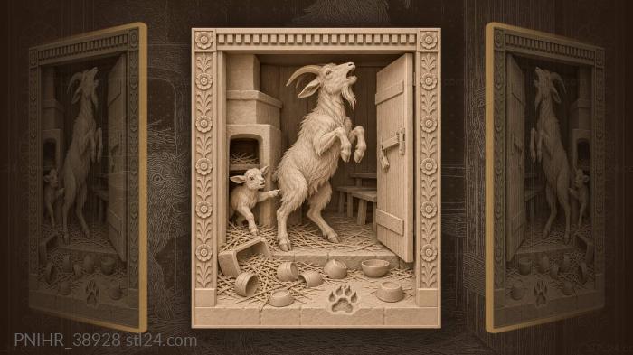 Mother goat returns to her kid 3d STL model