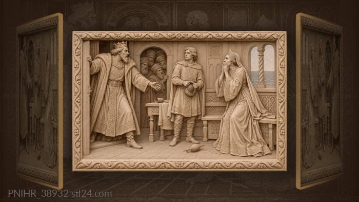 Tsar saltan recognizes his wife and son 3d STL model
