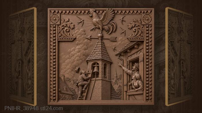 Rooster spire weather vane townsfolk 3d STL model