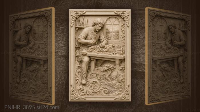Master craftsman by window landscape 3d STL model