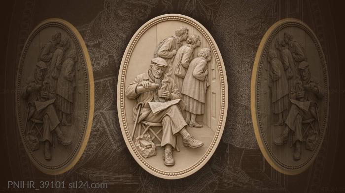 Old man with thermos in hallway 3d STL model