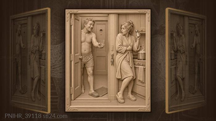 Woman hands salt to unexpected visitor 3d STL model