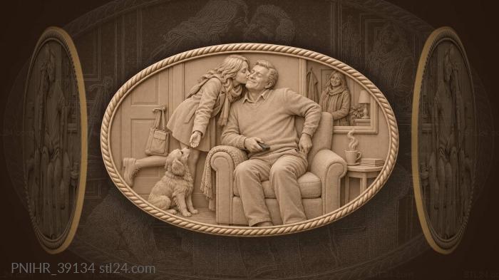 Tender moment father daughter affection 3d STL model