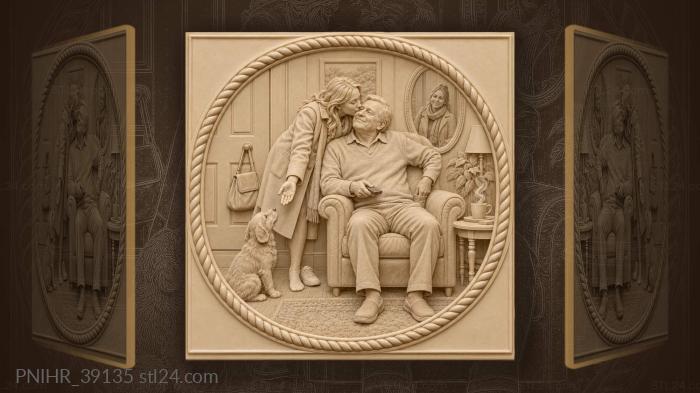 Father’s embrace tender goodbye moment 3d STL model
