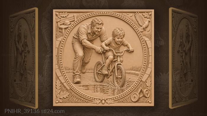 Father and son cycling fun 3d STL model