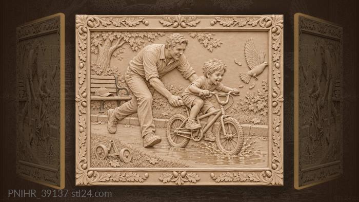 Father son bicycle ride fun 3d STL model