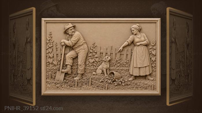 Garden dispute playful disagreement couple 3d STL model