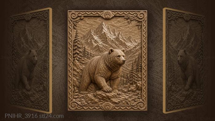 Bear against a snow covered ridge 3d STL model