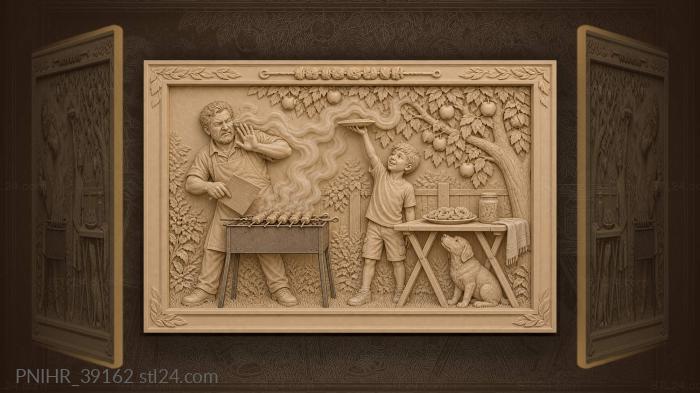 Grill master smoky summer scene 3d STL model
