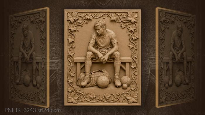 Balls and sports bag under bench 3d STL model