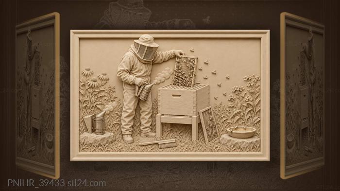 Man in a veiled hood lifts comb 3d STL model