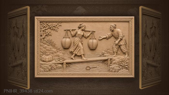 Woman with jars on bridge 3d STL model