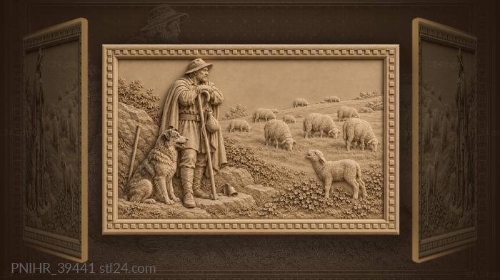 Dog helps shepherd guard the sheep 3d STL model