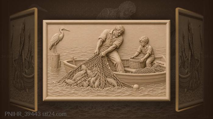 Heron on a stump near the boat 3d STL model