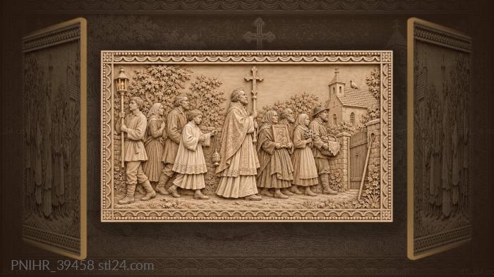 Villagers carry an icon to church 3d STL model