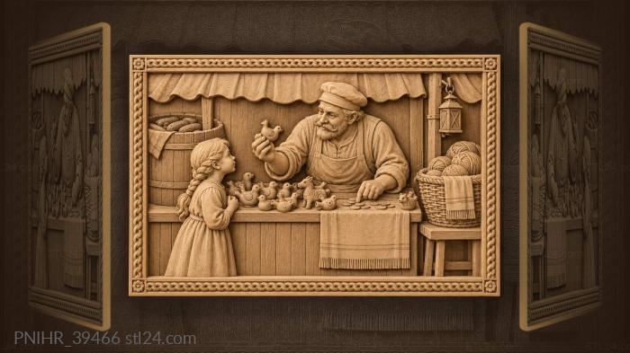 Girl accepts toy as coins change hands 3d STL model