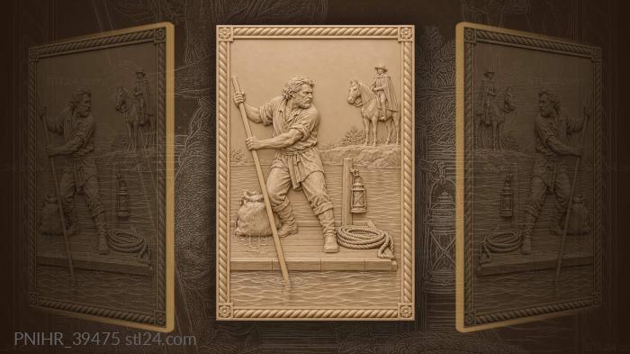 Ferryman poling across the river 3d STL model
