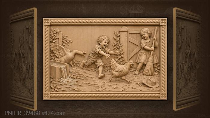 Playful chase in sunny yard 3d STL model