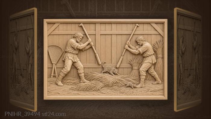Threshing wheat summer day labor 3d STL model