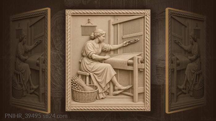 Red bobbin and a basket of flax 3d STL model