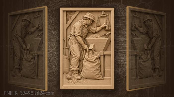 Farmer fills sack from hopper 3d STL model