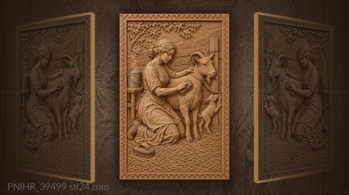 Goat and kid beside a milking pail 3d STL model