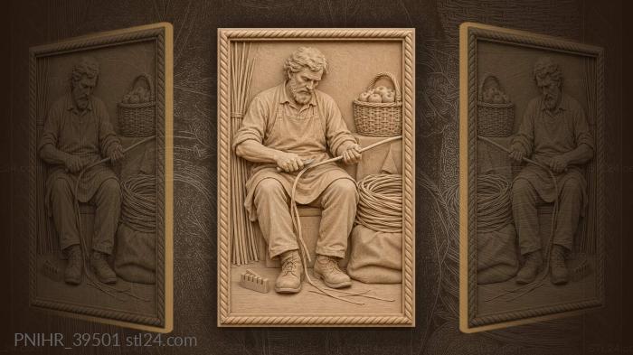 Craftsman strips withies over a sack 3d STL model